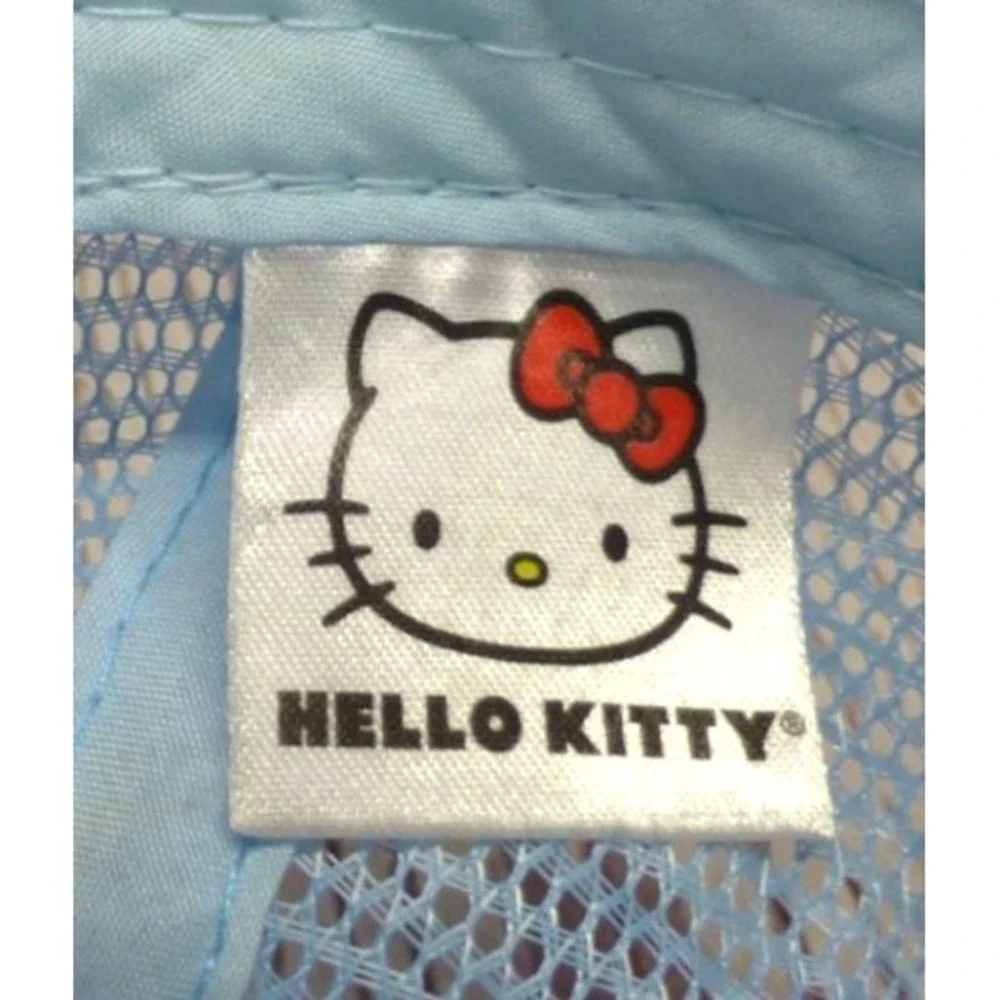 Hello Kitty Floral Mesh Trucker Hat Adjustable Snapback Light Blue & Orange